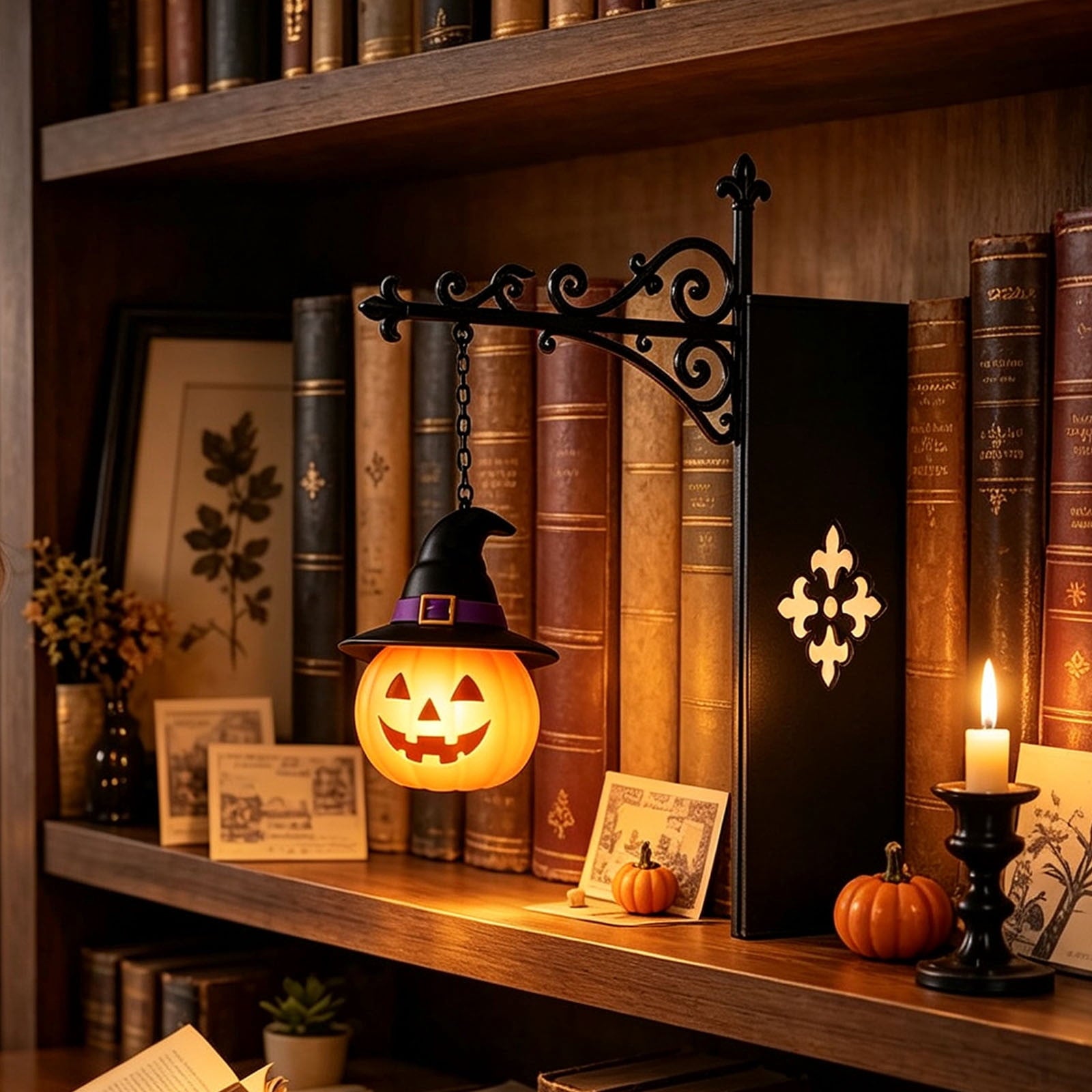 Halloween Ghost Library Lantern Decorative Bookshelf Lighting, Reading Book Shelf Lights for Study Reading Corner Home Library Gift for Book Lovers Bookworms
