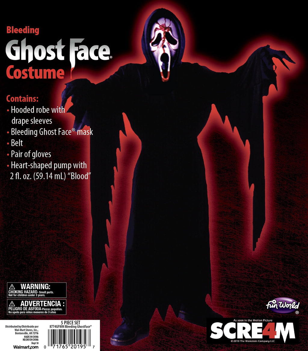 Officially Licensed Bleeding Ghost Face Halloween Costume for Children, Boys Size L (10/12), by Fun World
