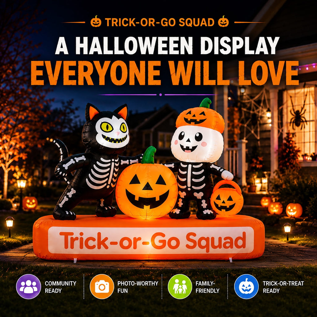 Toiyjofe 5.5 ft Halloween Inflatable Ghost with Pumpkin, LED Lighted Cute Halloween Yard Decoration for Porch, Lawn, Walkway & Party