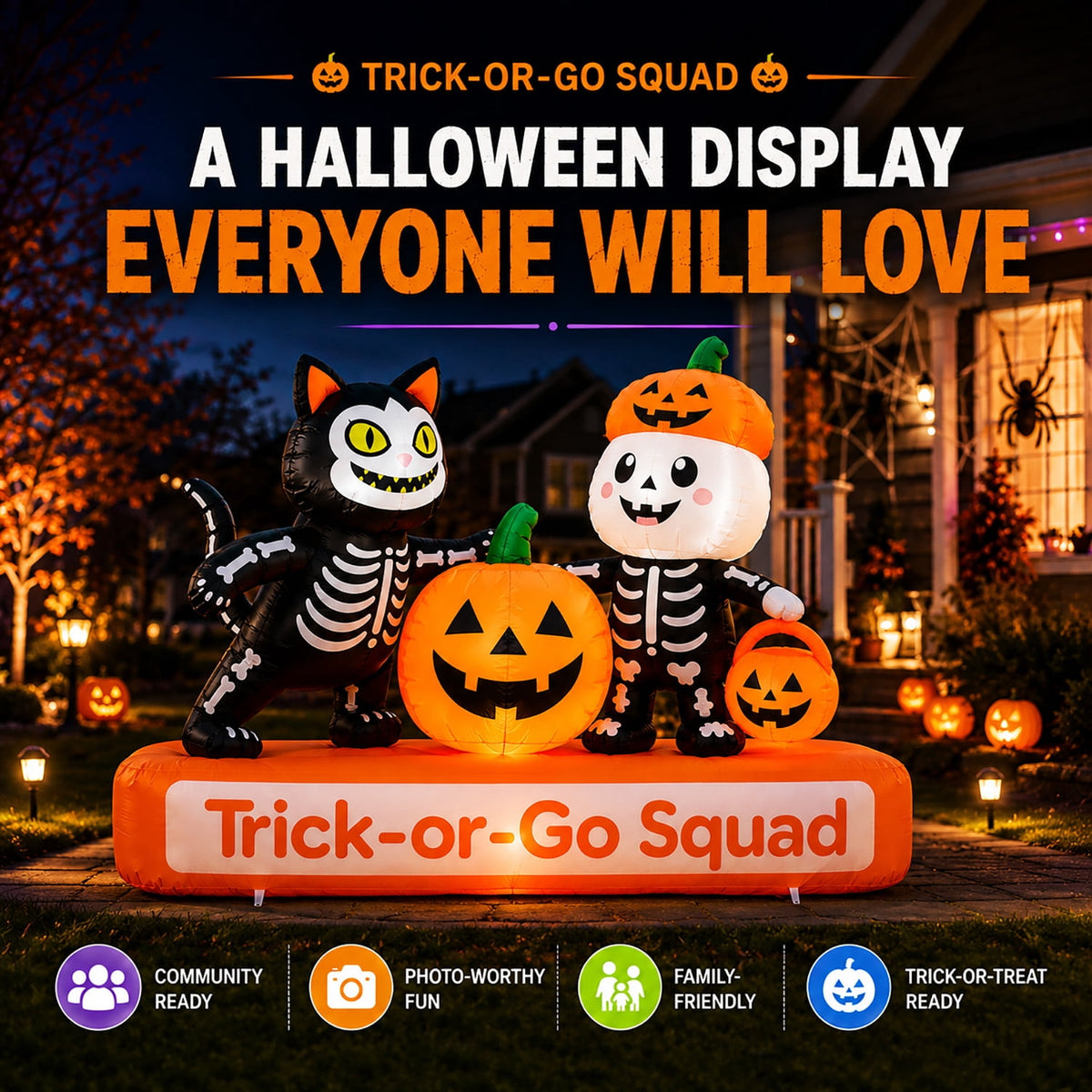 Toiyjofe 5.5 ft Halloween Inflatable Ghost with Pumpkin, LED Lighted Cute Halloween Yard Decoration for Porch, Lawn, Walkway & Party