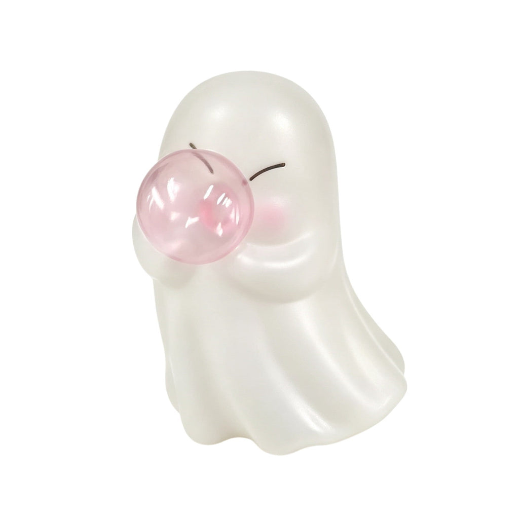Cute Reading Ghost in Teacup Figurine, Resin Ghost Statue with Pink Bow Heart Floral Cup, Table Centrepiece Tiered Tray Desk Shelf Decor, Small Halloween Decorations, 4.5 Inch