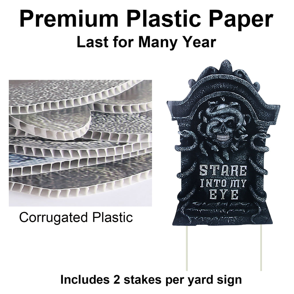 Gamexcel Halloween Gravestone Yard Signs, 10 Pack Tombstone Decorations with Stakes for Lawn, Garden and Haunted House