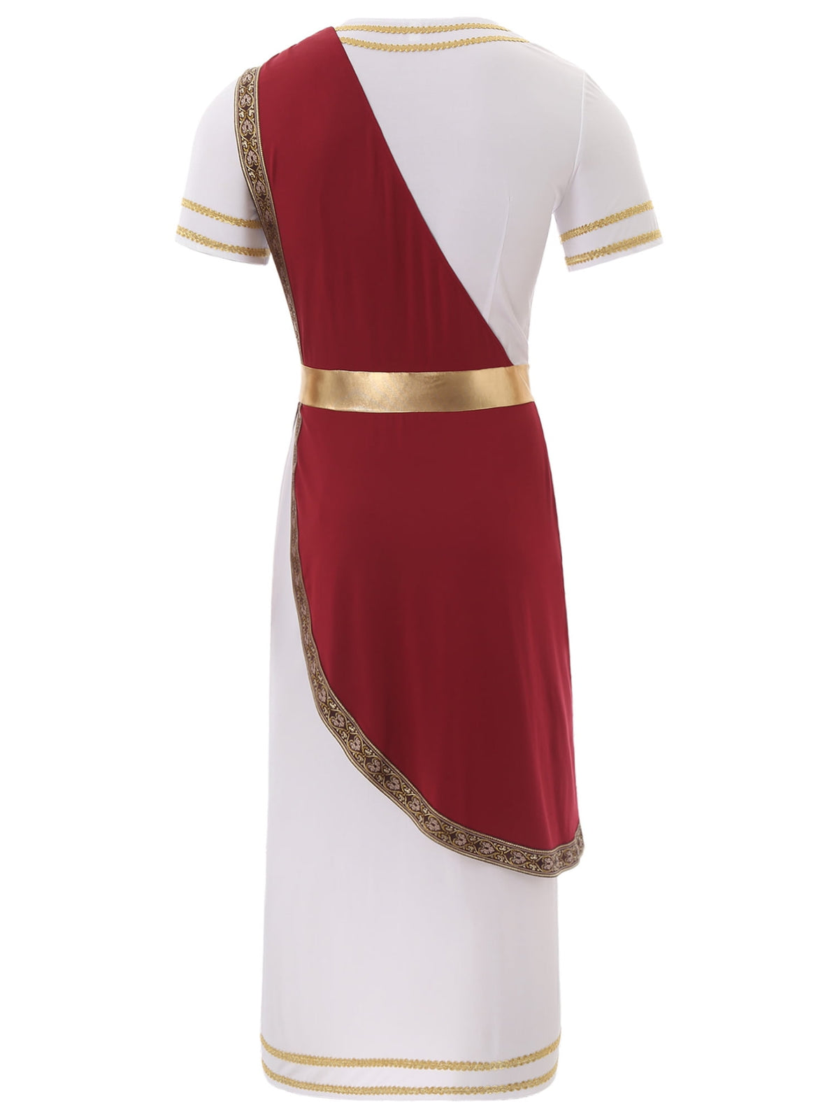 iixpin Mens Halloween Toga Robe Ancient Roman Costume Short Sleeve Greek God Tunic with Belt Yellow 3XL