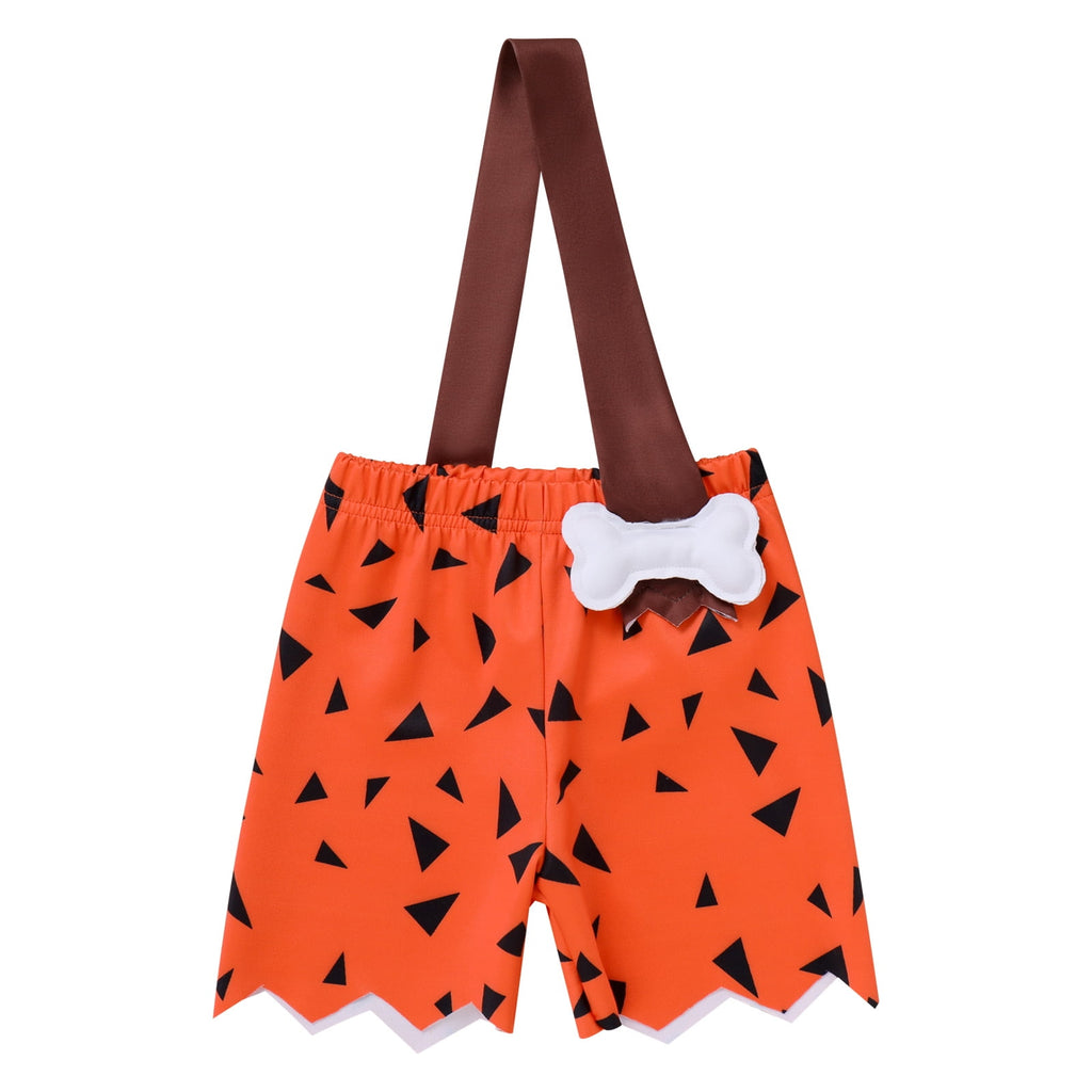 IBTOM CASTLE Kids Caveman Costume Historical Stone Age Birthday Outfits for Toddler Baby Boys Halloween Cosplay Dress up Party Photo Shoot 2-3 Years Orange - Boy