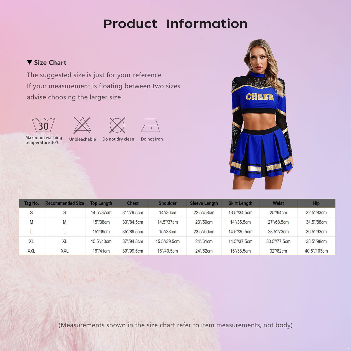 TiaoBug Women Cheer Leader Uniform Dance Cheerleading Costume Long Sleeve Crop Top with Mini Skirt White S