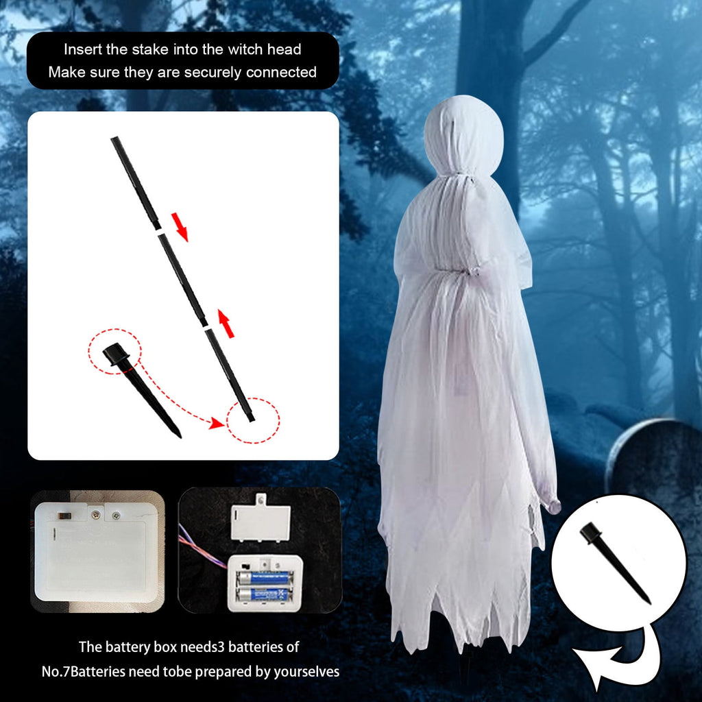Wovilon Halloween Witch Luminous Props, Sound-Activated Sensor Waterproof Scary Decor for Home Outside Yard Lawn Garden Party, Halloween Decorations Outdoor