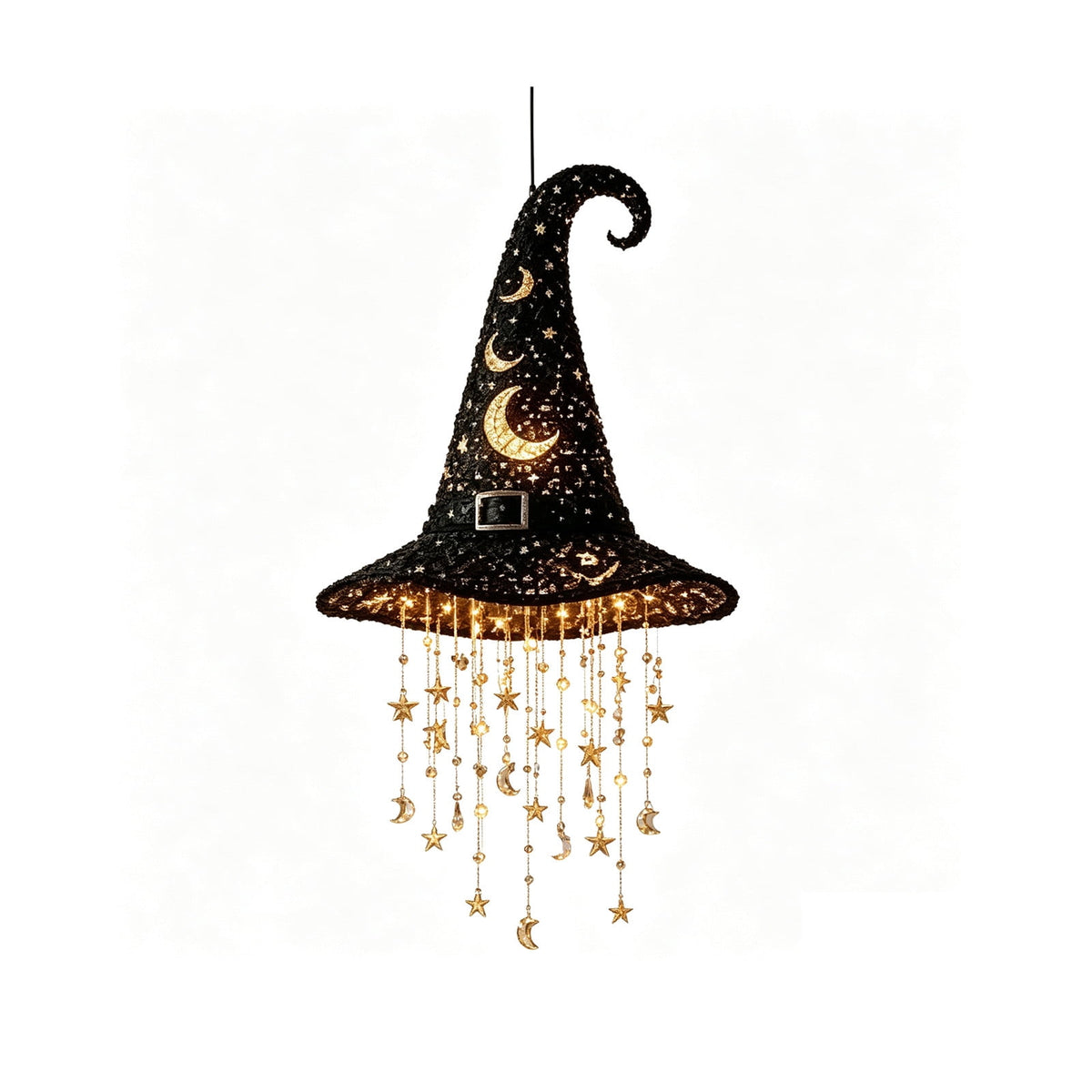 Stijggn Halloween Witch Hat, Black Hanging Witch Hats with Rope, Witch Costume Accessories Floating, Witches Hat with Hanging Rope for Porch Yard Indoor Outdoor Halloween Party Decor