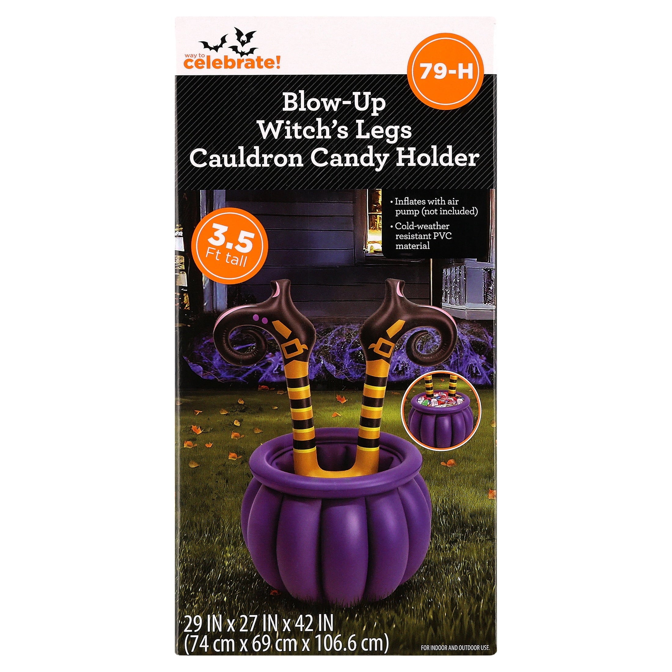 Blow-Up Witch's Legs Cauldron Candy Holder, Multicolor, 3.5', Halloween by Way To Celebrate