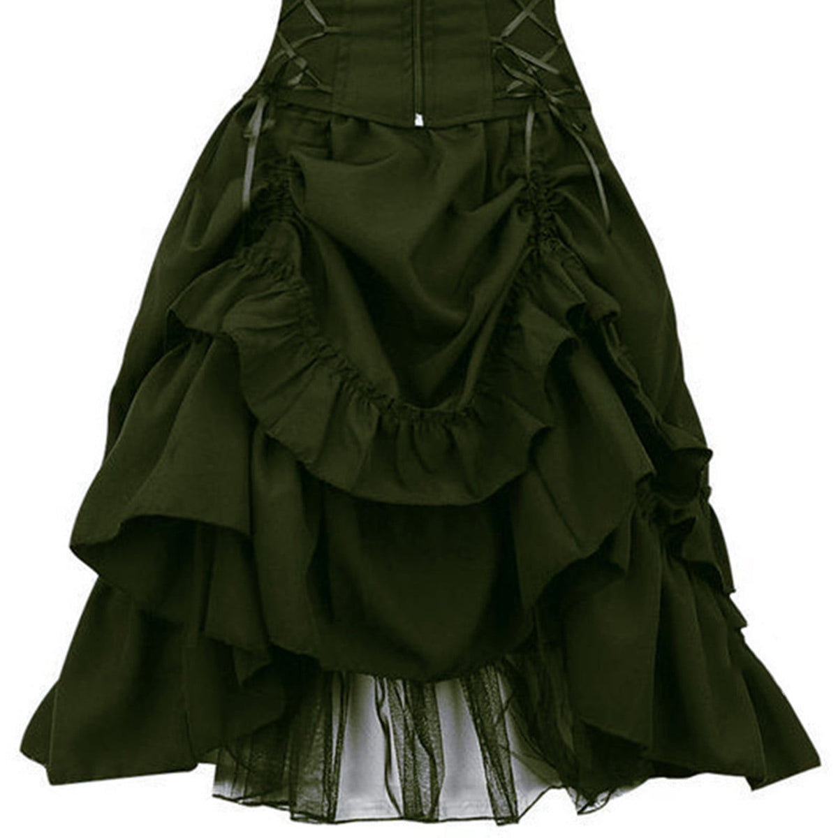 UPPADA Halloween Costumes For Womens Sleeveless Irregular Gothic Dress Ruffle Steampunk Dress Corset Square Neck Layers Dress