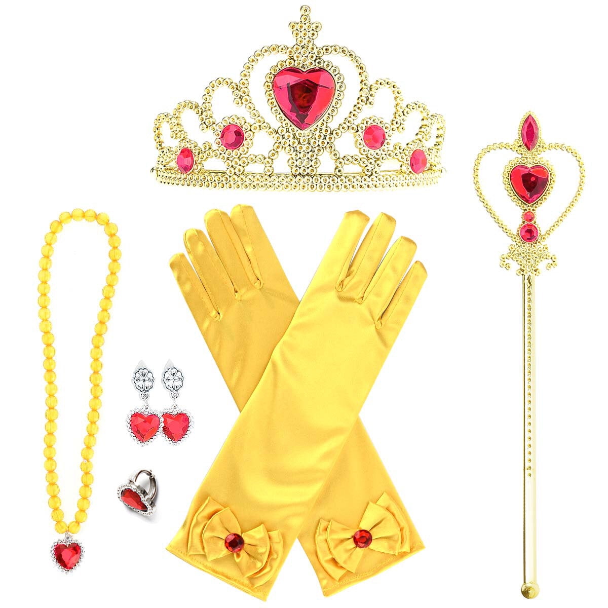 CHOYURME CHONYURM Girls Yellow Princess Costume Off Shoulder Dress with Accessories