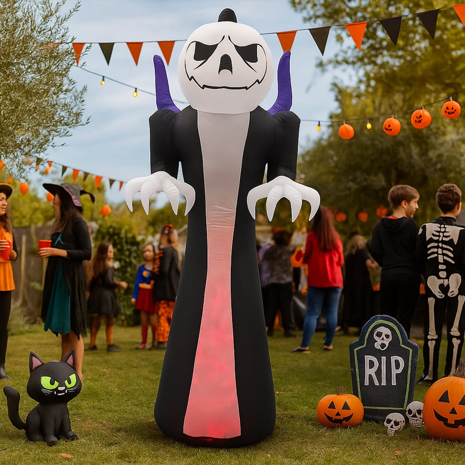 Zimtown 12 FT Halloween Inflatables Ghost Outdoor Halloween Decoration w/ Pumpkins Head