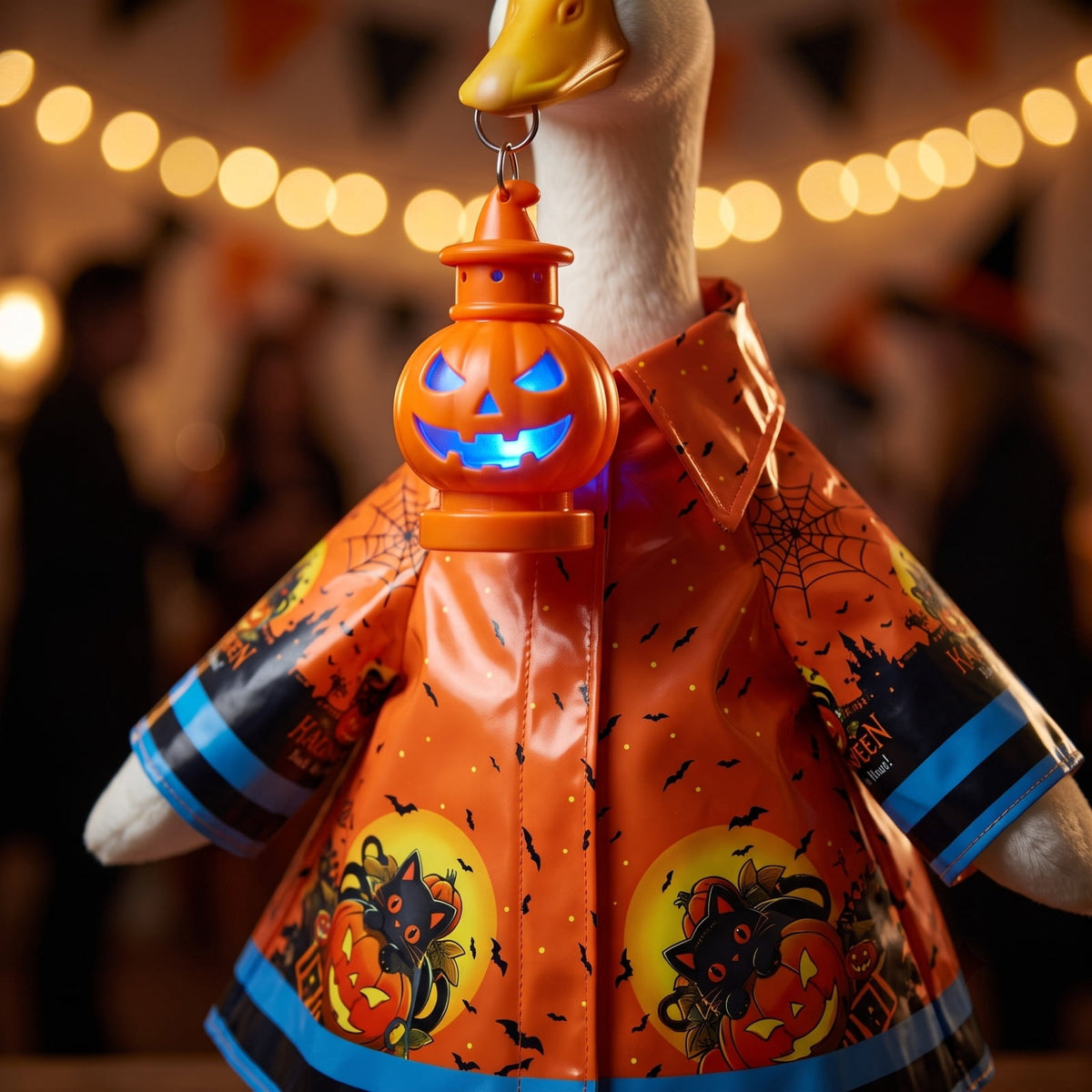 Bat Witch Hat Spiderweb Halloween Goose Clothes Fit 17/23In Cement Plastic Lawn Goose, Stylish Full Set for Outdoor Yard Patio Garden Seasonal Halloween Home Ornamental Arrangement