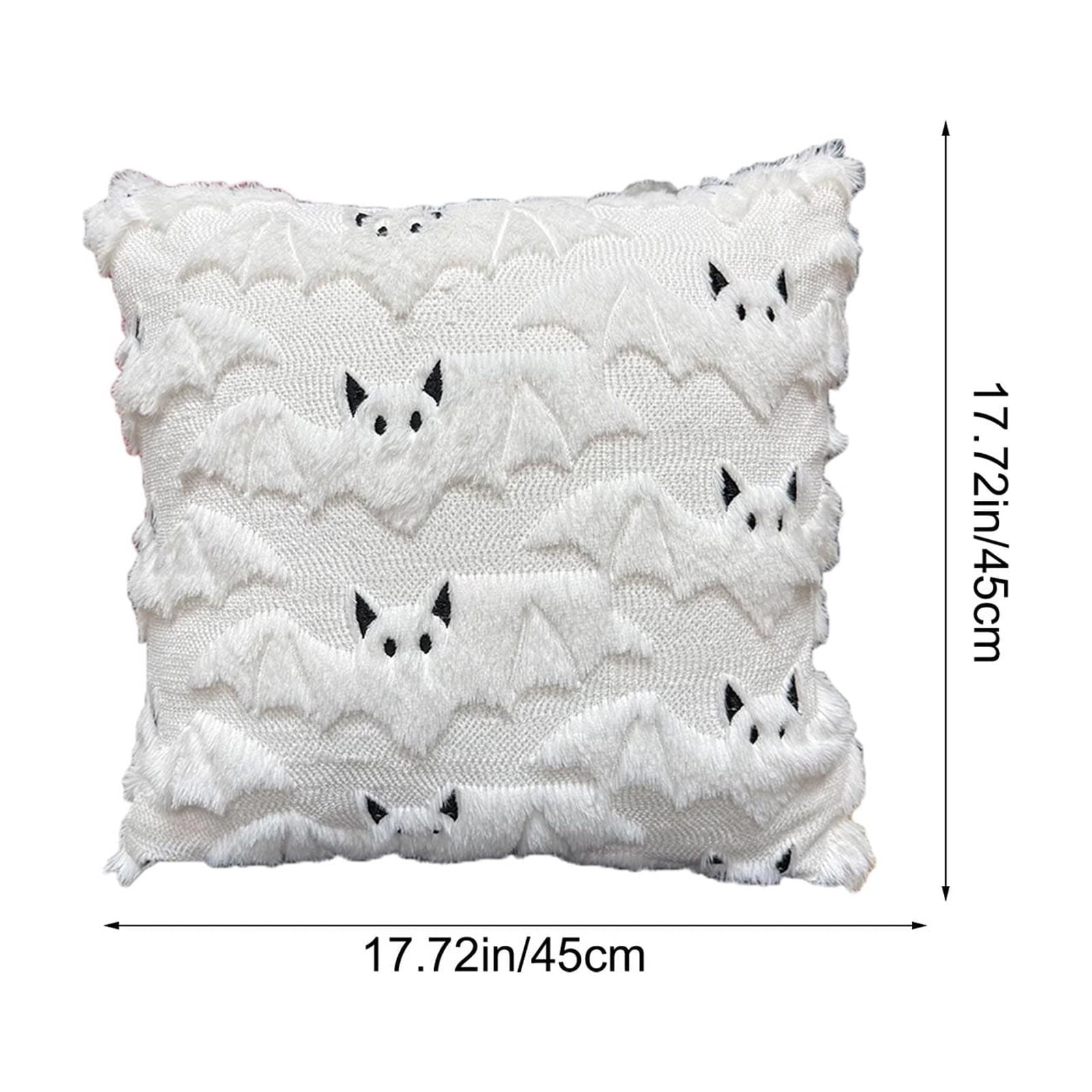 Yeciiwht Halloween Throw Pillow Cover – 18*18inch Embroidered Linen Cushion Case with Ghost, Mummy & Bat Designs, Invisible Zipper, Machine Washable