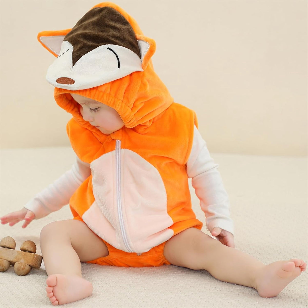 WIBACKER 0-24M Baby Boy Dinosaur Costume for Themed Parties and Halloween, Flannel Hooded Outfit Suit