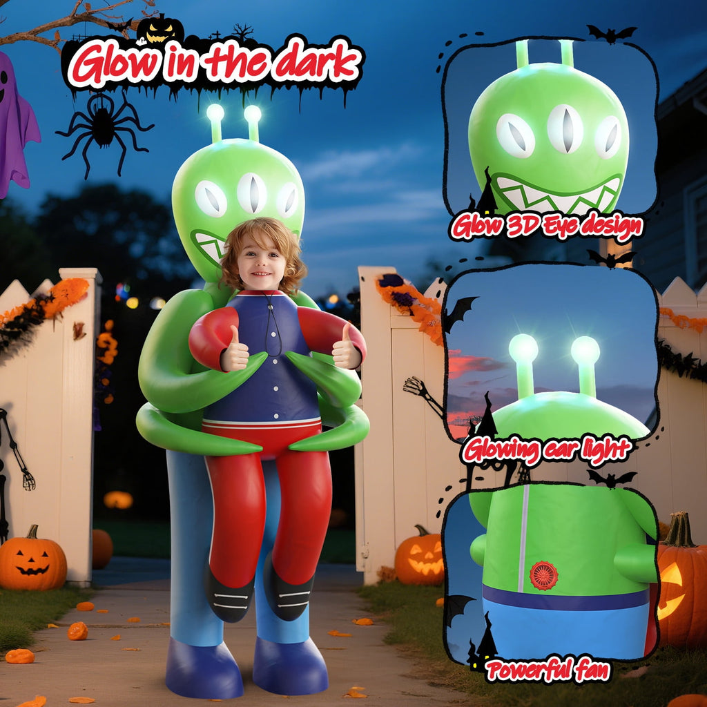 WonderStone Axolotls Inflatable Costume with LED Lights, Halloween Ride-on Costume, Blow-Up Dragon Onesie for Cosplay Party, Suitable for Kids Ages 7-12