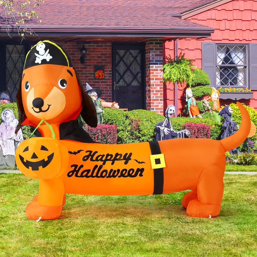 GOOSH Halloween Inflatable 5 FT Halloween Dog Decorations, Halloween Inflatable Dog with Built-in Lights, Halloween Decorations Outdoor Clearance For Halloween/Holiday/Garden/Yard
