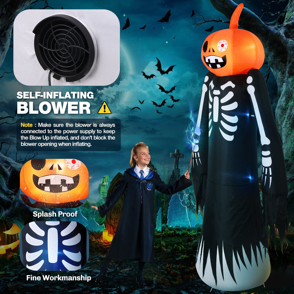 Ayieyill 10FT Halloween Inflatables Blow up LED Giant Red Ghost for Outdoor Halloween Yard Inflatables Garden Yard Lawn