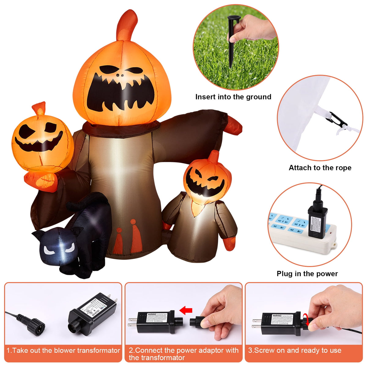 5.7FT Inflatable Halloween Inflatable Crawling Green Ghost with Tombstone Built-in LED Lights Inflatable LED Lights Blow Up Yard Decoration