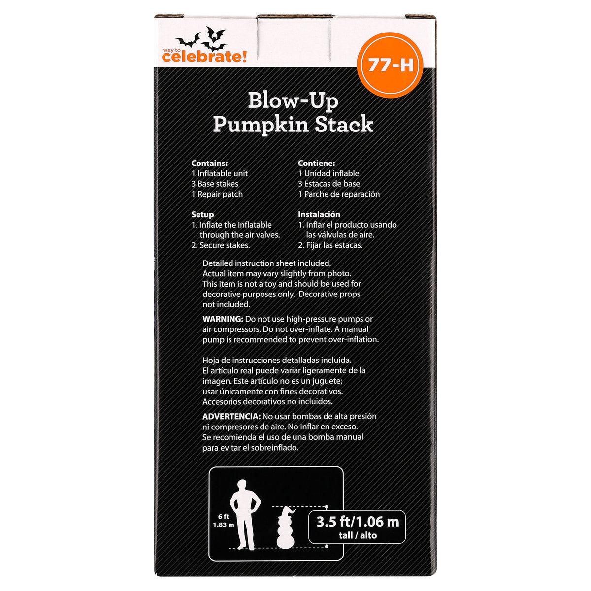 Blow-Up Pumpkin Stack Yard Inflatable, Orange and Purple, 3.5', Halloween by Way To Celebrate