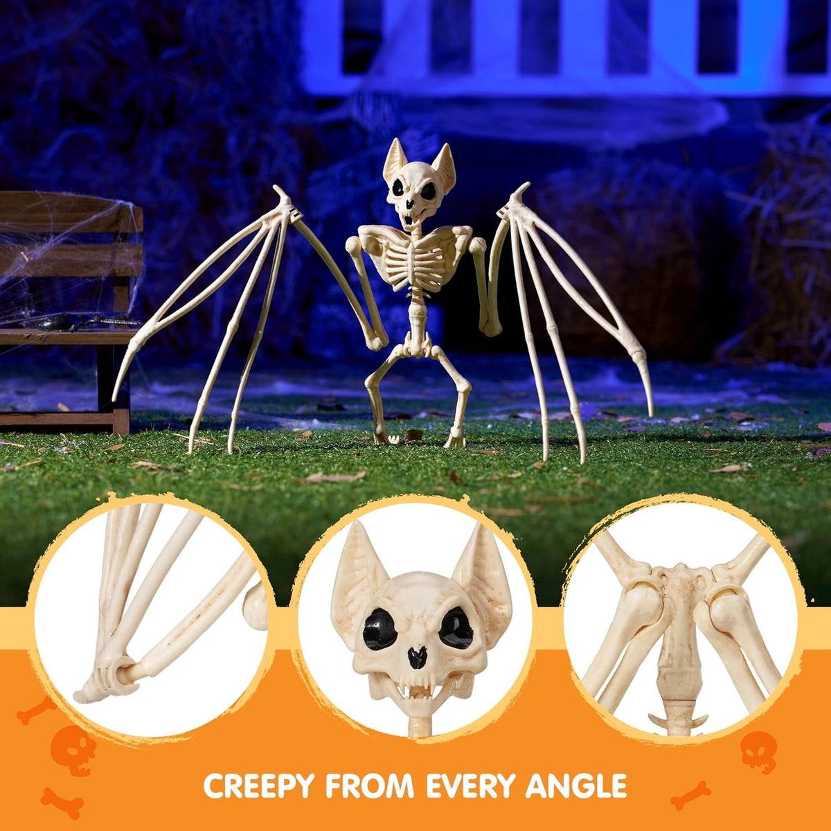 Joyfy 2 Pcs Duck Skeleton Halloween Decoration,4.5 Inch Posable Plastic Animals Halloween Skeleton for Indoor Outdoor Halloween Decorations,Haunted House Party Props