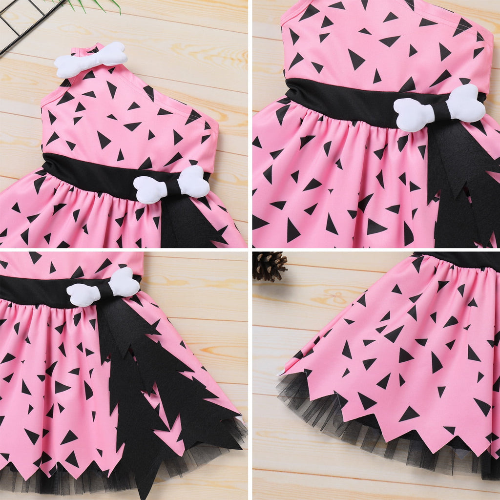 Kids Baby Bam Bam Costume Flintstone Costume Caveman Cavegirl Historical Stone Age Themed Birthday Outfit for Girls Boys Halloween Cosplay Dress Up Photo Shoot 2-3 Years Girl - Orange