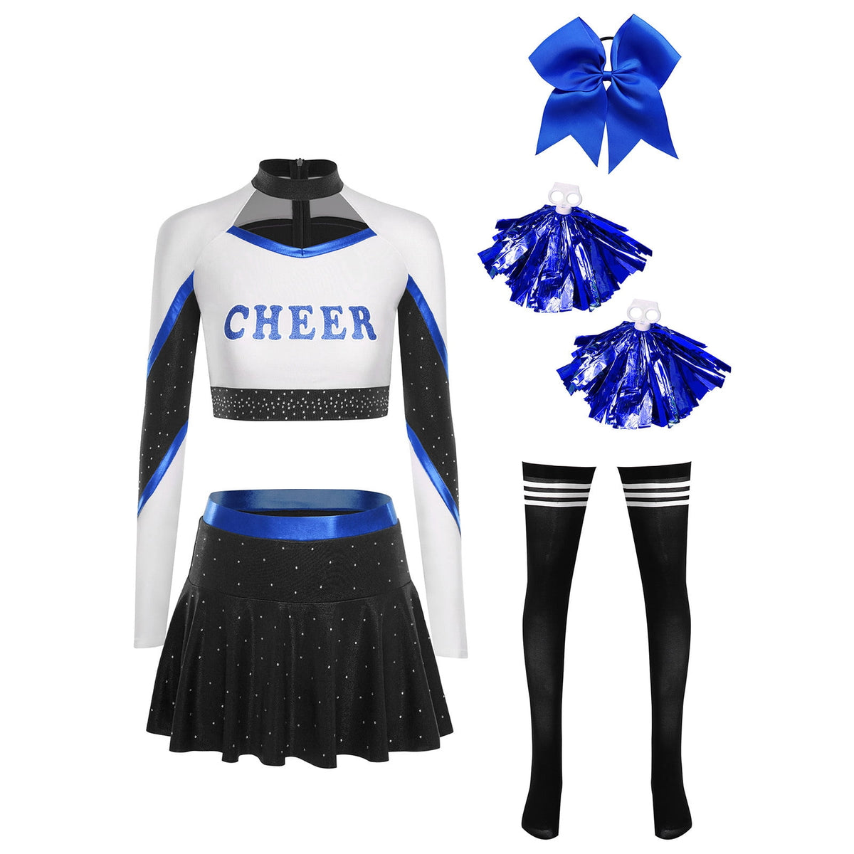 iiniim Womens Cheer Leader Costumes Set Schoolgirl Cheerleading Cosplay Halloween Party Uniform Purple XL