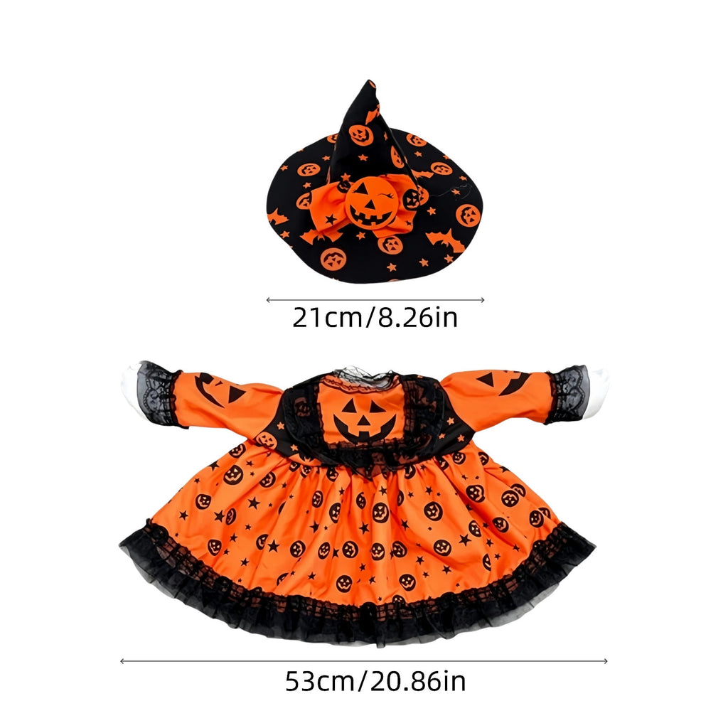 Thanksgiving Harvest Outfit for 23" Porch Goose, Goose Fall Theme Dress in White&Orange with Headwear Fall Harvest Decor for 23" Goose Outdoor Patio Yard Lawn Decoration