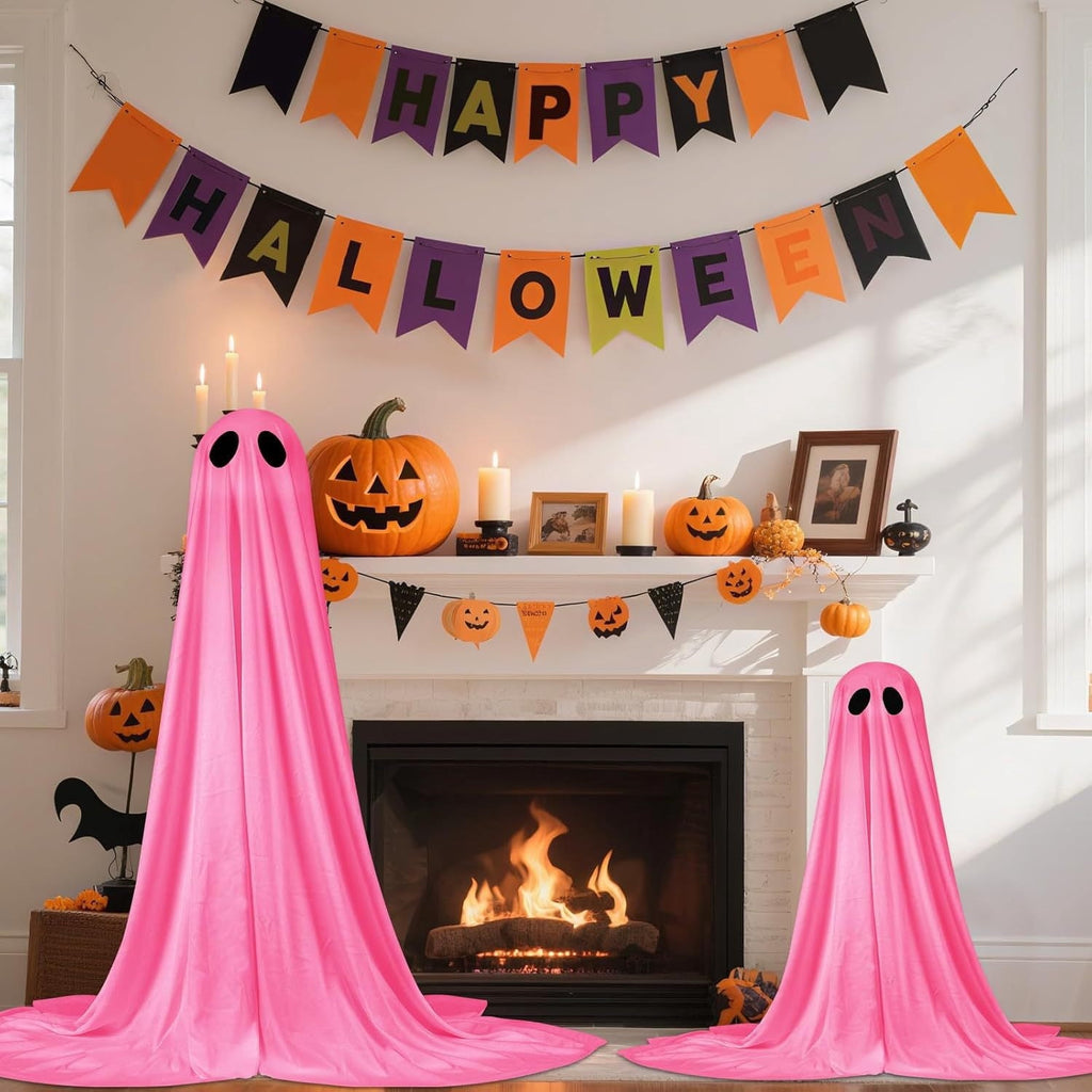 Inflatable Ghost Halloween Decor - Adorable LED Light-Up Ghosts for Outdoor Halloween Parties, Perfect for Front Yard Displays, Porch Decoration, and Holiday Styling