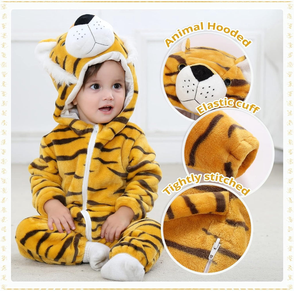 WIBACKER 0-3T Unisex Baby Animal Costume Winter Autumn Flannel Hooded Romper Christmas and Halloween Panda Cosplay Jumpsuit