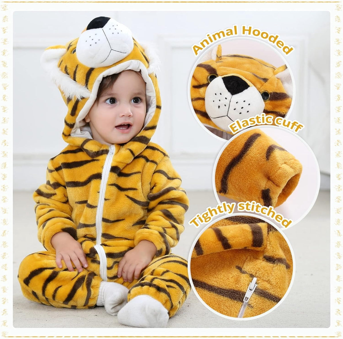 WIBACKER 0-3T Unisex Baby Animal Costume Winter Autumn Flannel Hooded Romper Christmas and Halloween Panda Cosplay Jumpsuit