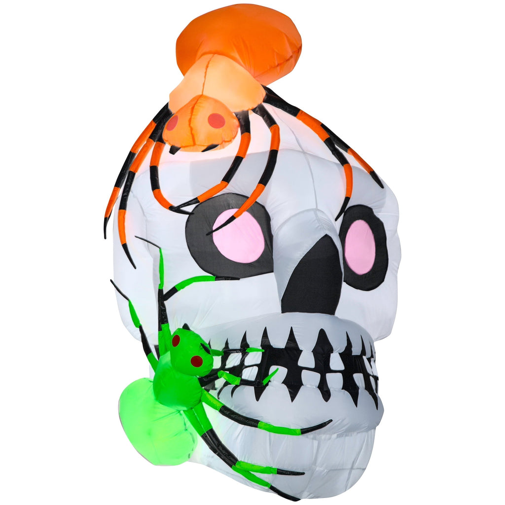 5 1/2' Gemmy Airblown Inflatable Skull With Spiders Scene Halloween Yard Decoration