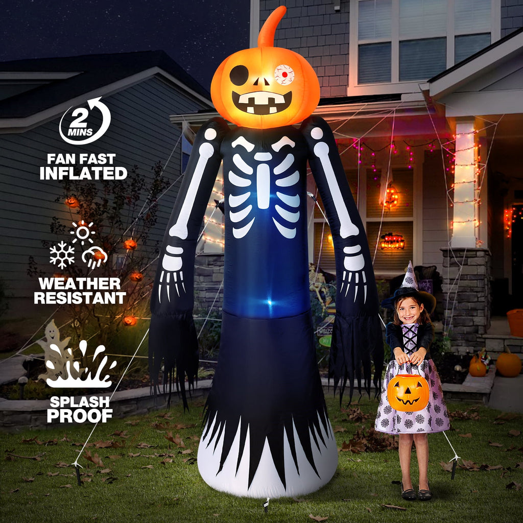 Ayieyill 10FT Halloween Inflatables Blow up LED Giant Red Ghost for Outdoor Halloween Yard Inflatables Garden Yard Lawn
