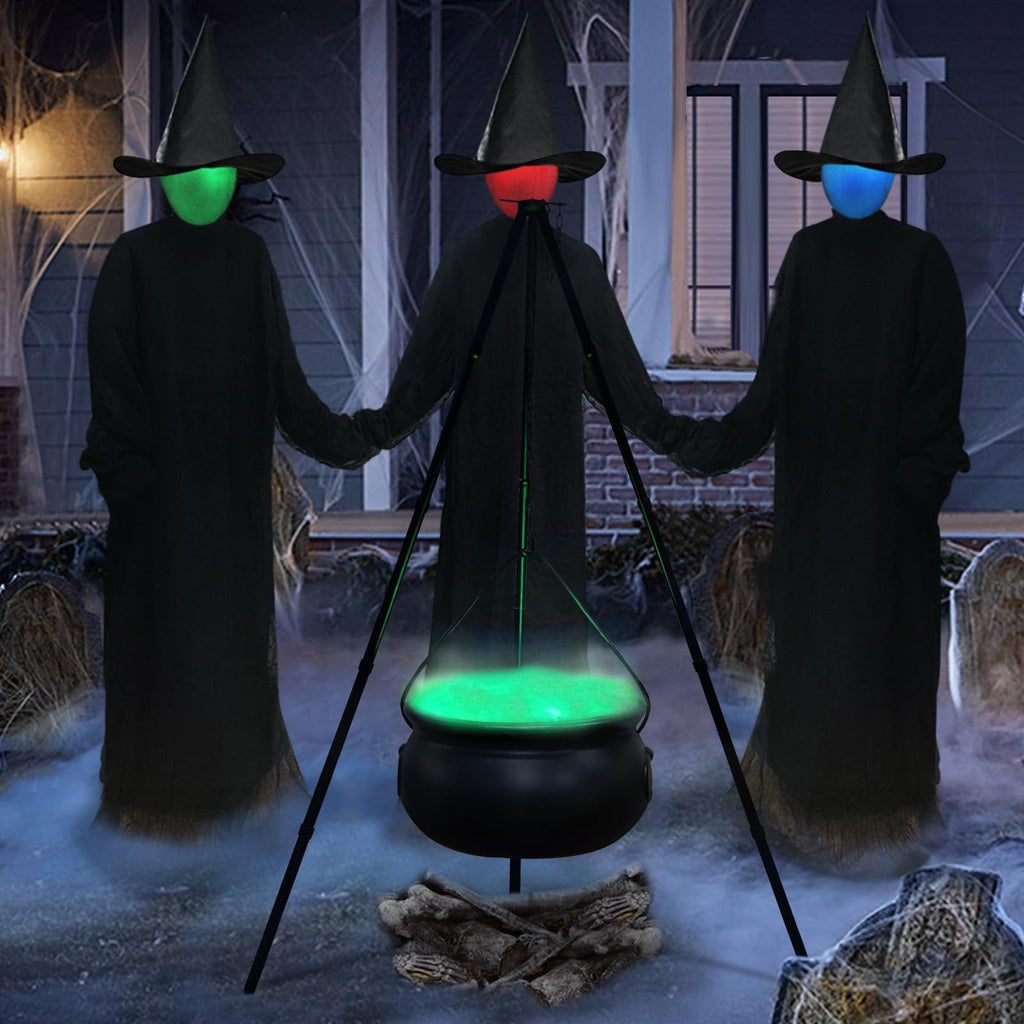 Muecwrye Halloween Decorations Outdoor, Halloween Clearance! Halloween Witches Cauldron with Lights, DIY Bubbling Cauldron Set Decor for Home Porch Outside, Halloween Party Supplies( Without Tripod)