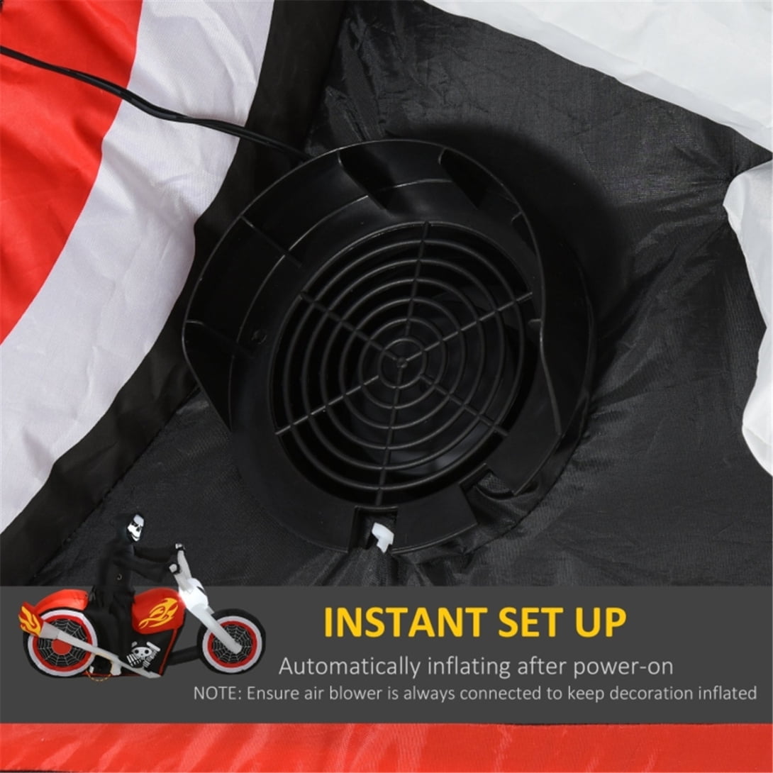 6FT Halloween Inflatable Grim Reaper on Motorcycle Lights Decor with Built-in LEDs, Outdoor Holiday Decorations, Blow up Lighted Yard Decor, Lawn Inflatables Home Family Outside