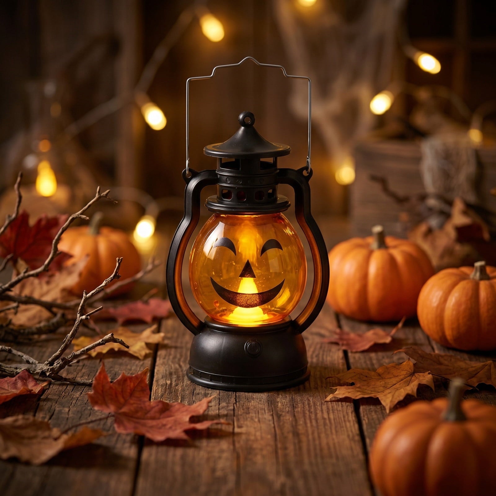 Cheapark Halloween Lanterns Decorations, Battery Operated Black Pumpkin Witch Lanterns, Flickering Light For Indoor Party Home Decor
