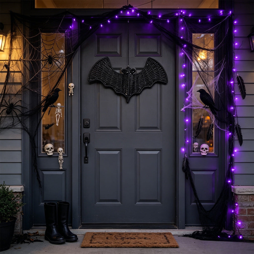Clearance Halloween Hanging Bat Decoration, 3D Hand-Made Woven Bat Decor, Realistic Scary Fake Black Hanging Flying Bat, Spooky for Indoor Outdoor Yard Porch Lawn Decorations