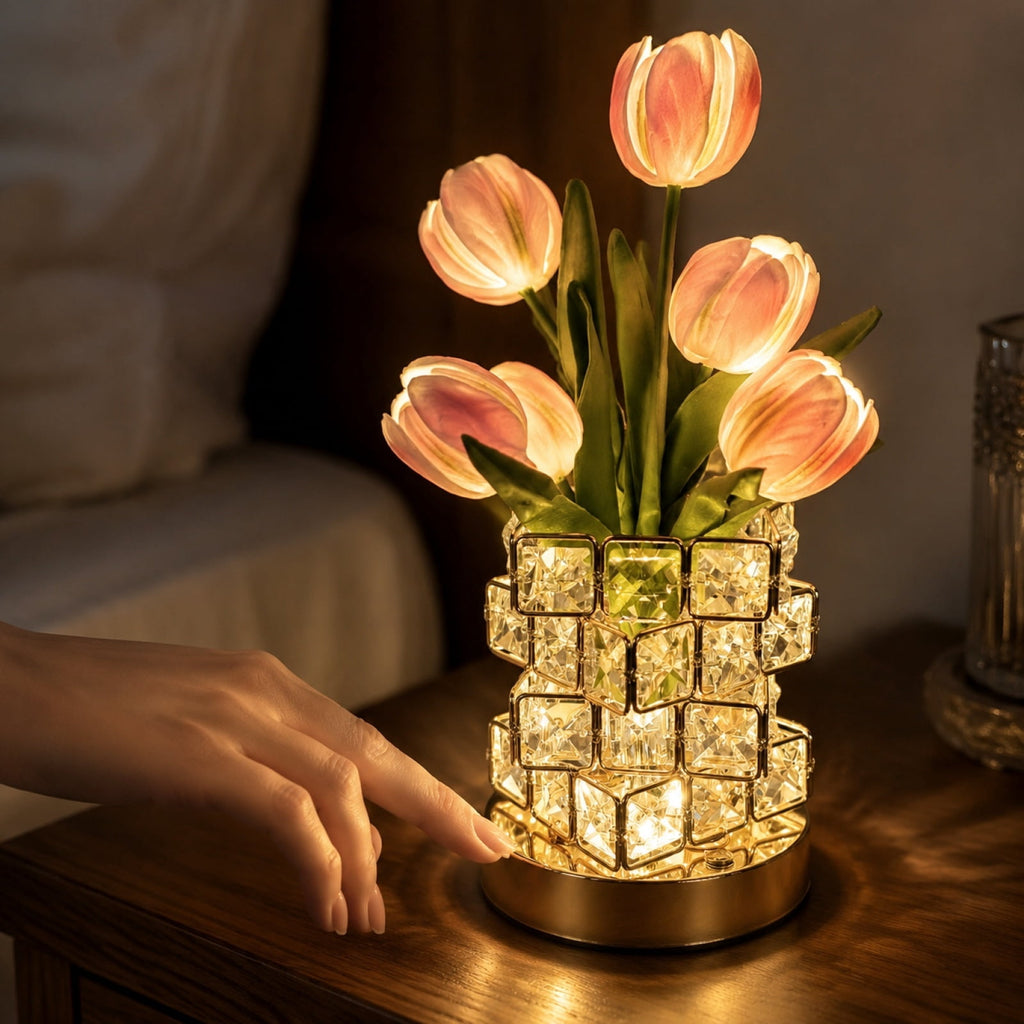 Tulip Bedside Night Light Lamp Halloween Decorations, Yard Garden Pathway Light Decor perfect for creating a scary haunted house layout layout arrangement setup. 18*14cm,1PC