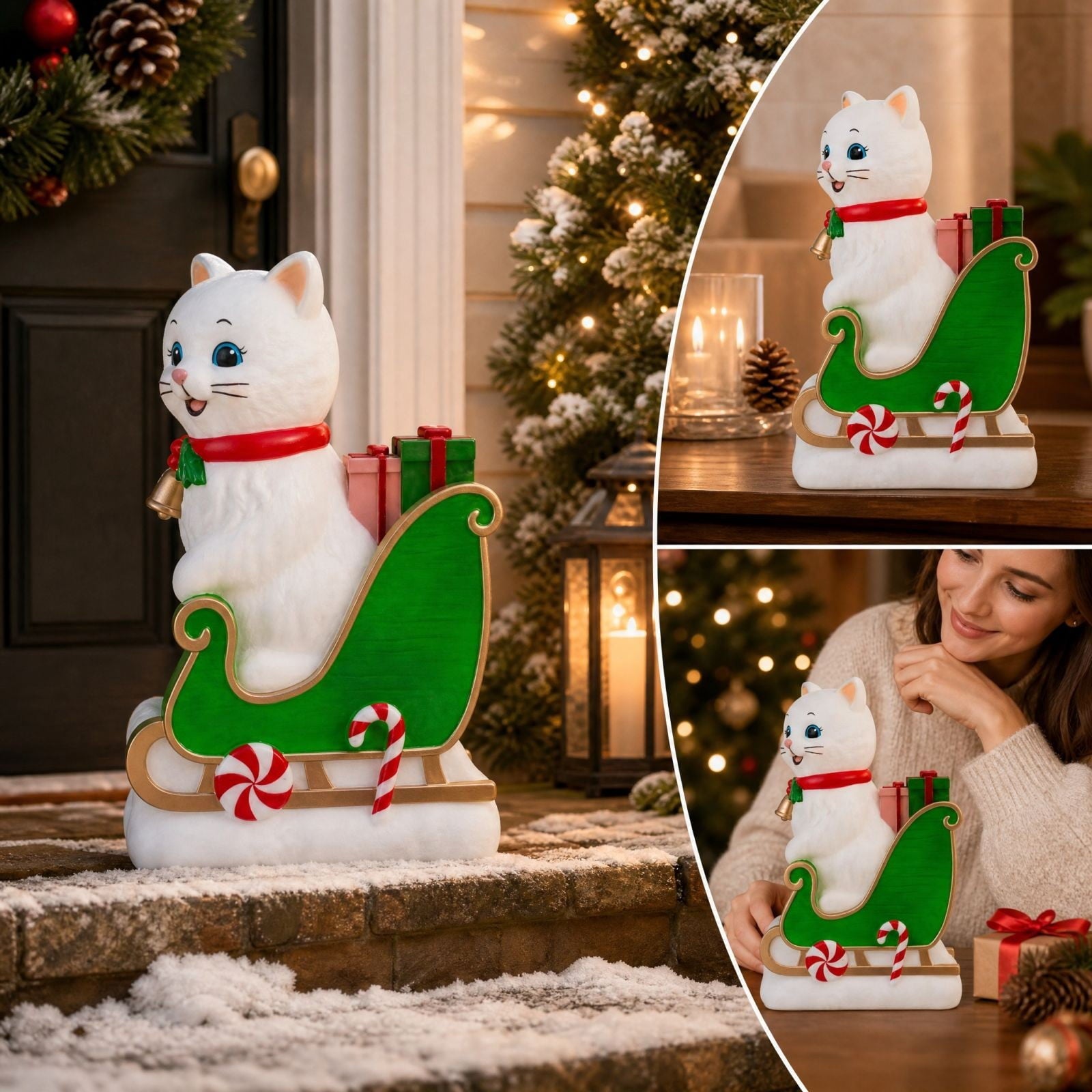 Clearance! Christmas Golden Retriever Statue with LED Lights, Cute Dog Holding Puppy Figurine, Christmas Decoration Indoor Outdoor, Gift for Kiddo Adults