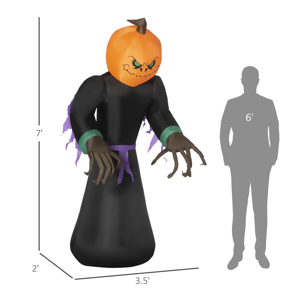 HOMCOM Inflatable Ghost with Pumpkin, Halloween Outdoor LED Lighted Yard Decoration, Waterproof