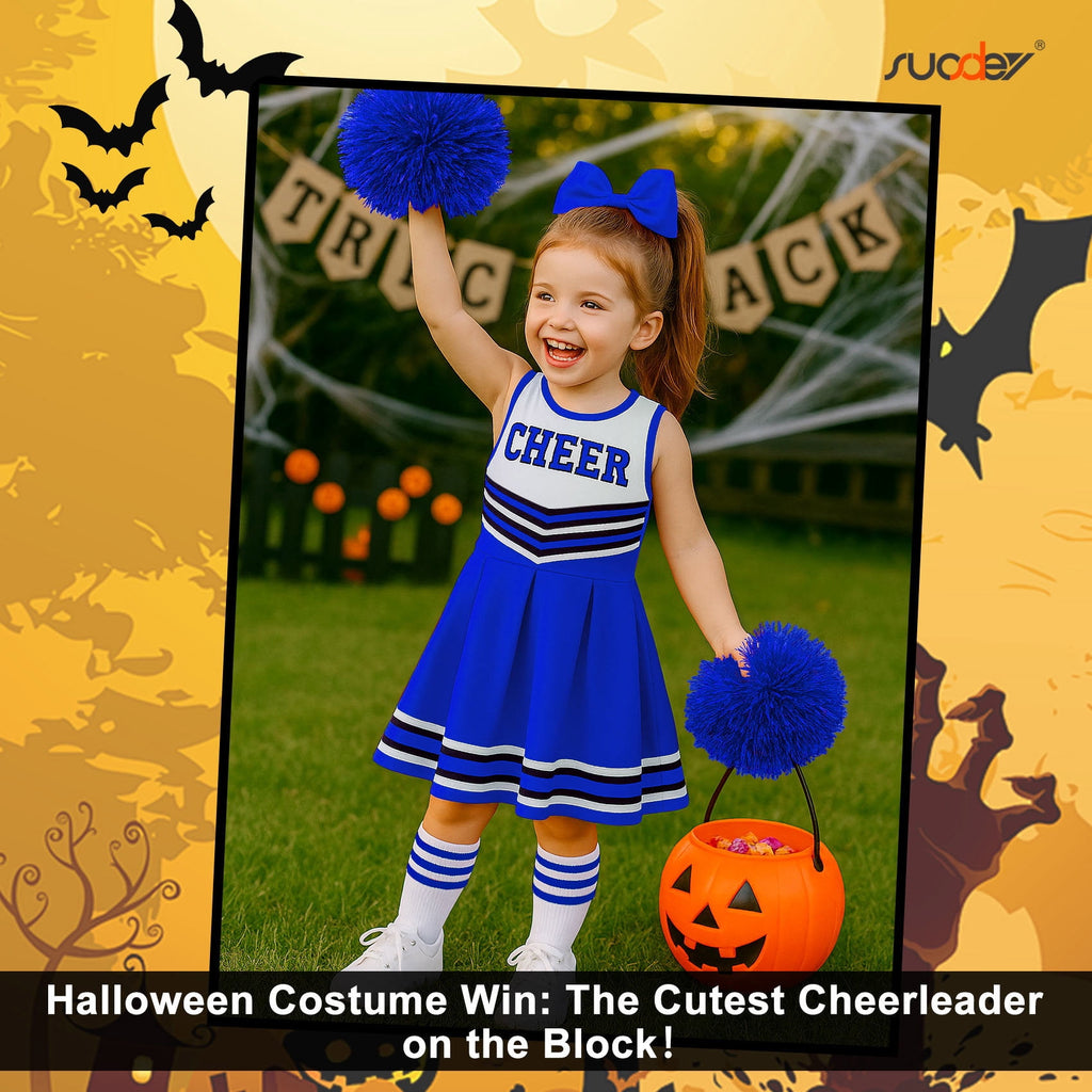 SUOSDEY Girls Cheerleader Costume Outfit Set,Kids Sleeveless Cheerleading Uniform for Party Birthday Halloween