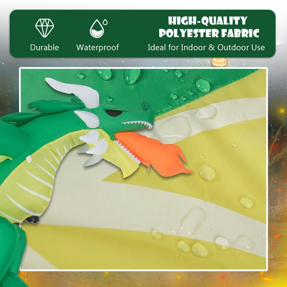 Spaco 5 Feet Hanging Halloween Inflatable Dragon, Realistic Fire-Breathing Dragon with A 6.2 Ft Long Power Cord, Hanging Inflatable Dragon for Outdoor as Porch, Yard, Green