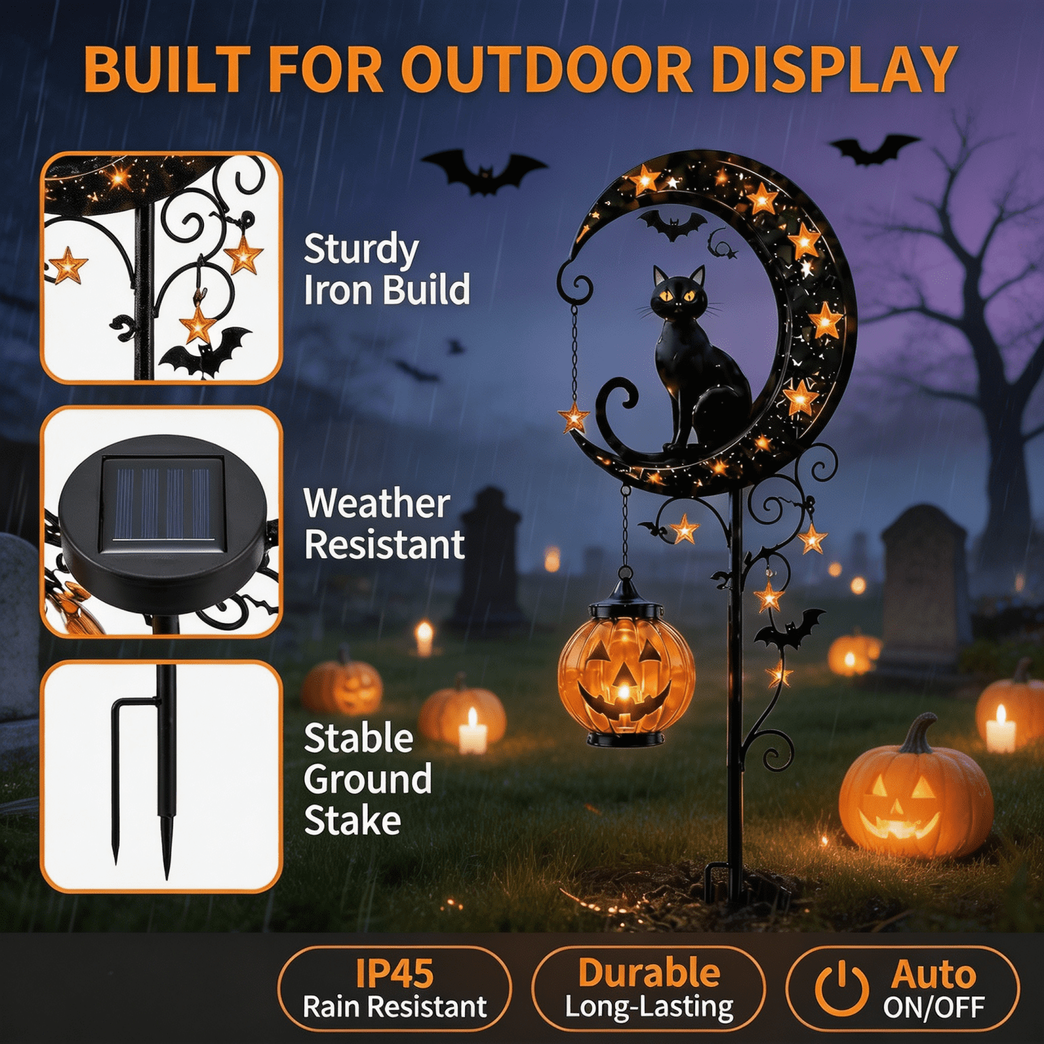 Clearance! Highland Cow Solar Garden Light, 18in Garden Statue with LED Glow, Waterproof Outdoor Yard Decor Stake, Resin Lawn Pathway Light for Backyard Patio Porch Halloween Gift