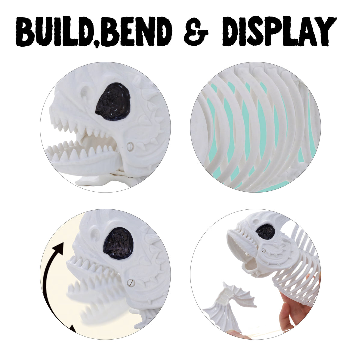 Joyfy Halloween Skeleton Fish Skeleton Halloween Decor,Plastic Skeleton with LED Eye for Halloween Decoration Outdoor Haunted House Party
