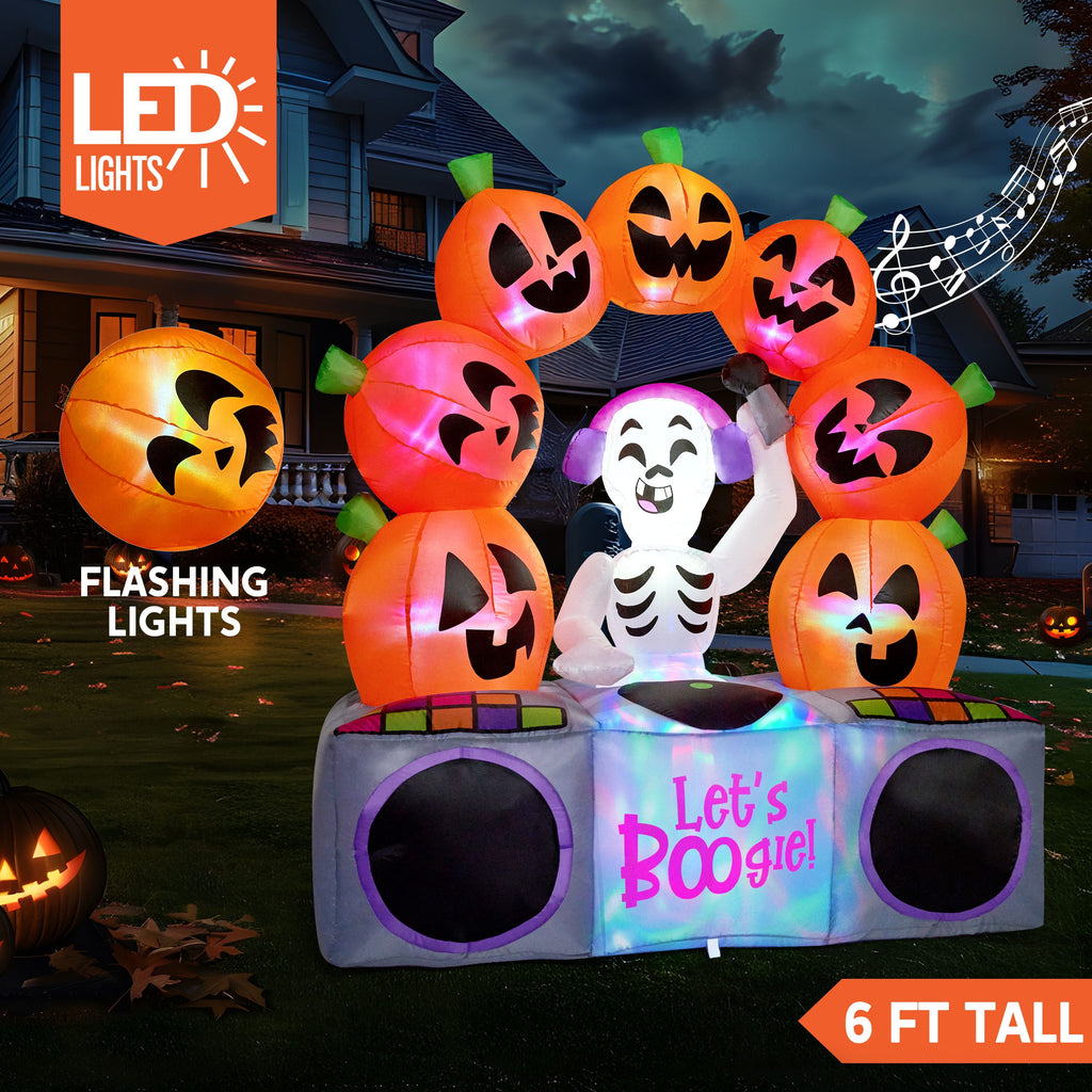 Joyfy 5Ft Halloween Inflatable Pumpkin Ghost with Colorful LED Lights,Halloween Blow Up Cute Decor for Indoor Outdoor Holiday Yard Decoration