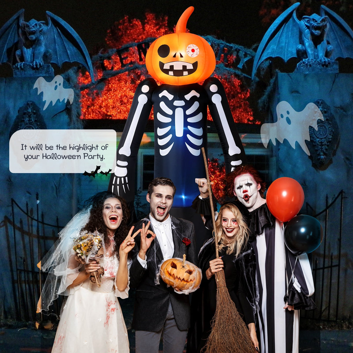 Ayieyill 10FT Halloween Inflatables Blow up LED Giant Red Ghost for Outdoor Halloween Yard Inflatables Garden Yard Lawn