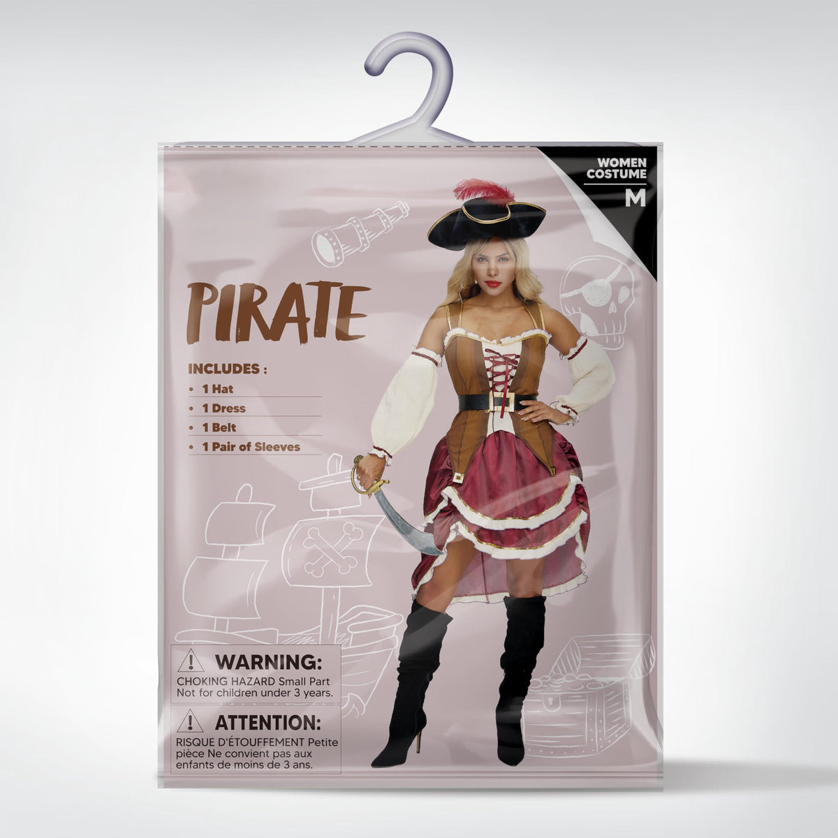 Joyfy Pirate Costume for Women Halloween Adult Pirate Dress with Pirate Hat for Halloween Costume Party Fancy-Dress Costume