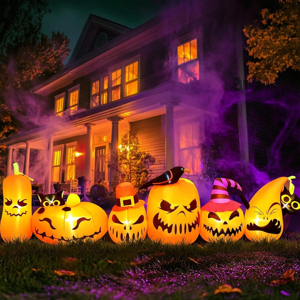7 Ft Halloween Inflatables Pumpkin Outdoor Decoration Build-in LED Lights Blow Up for Outdoor, Yard, Indoor, Grden, Lawn Decoration, Orange