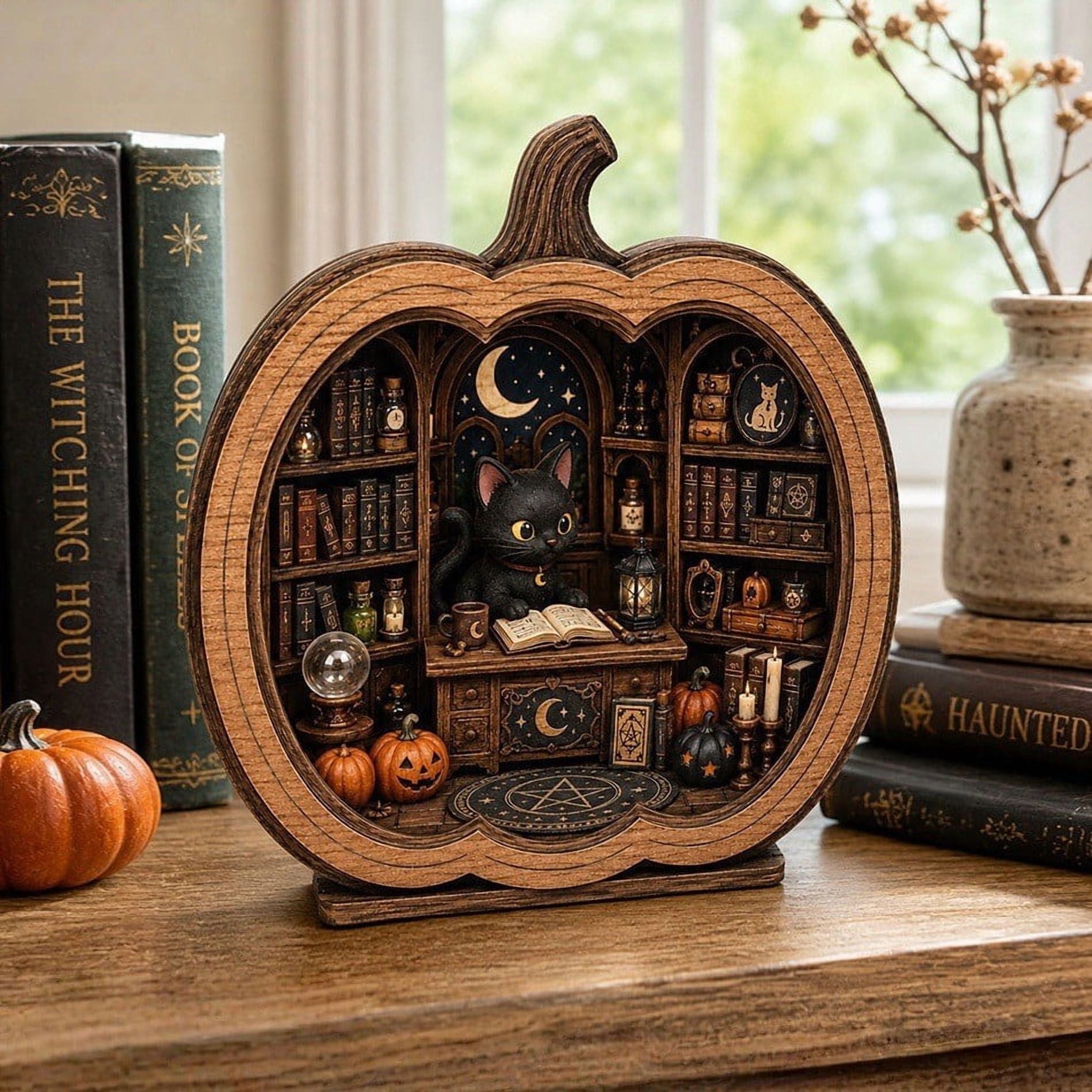 THOPBPRK Black Halloween Pumpkin Decoration for Home, Gothic Table Centerpiece Decor, Fall Figurine for Party and Seasonal Indoor Display
