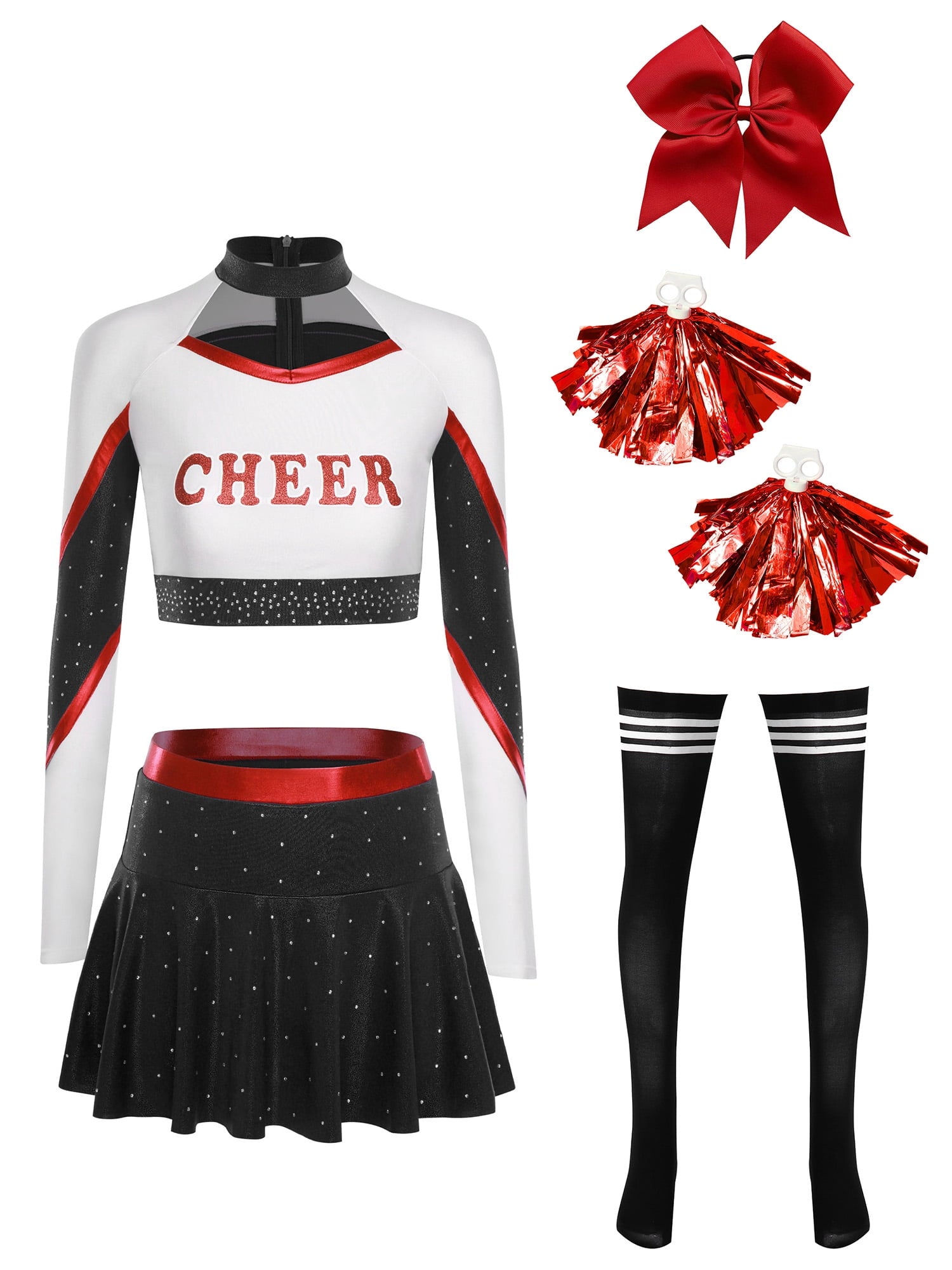 iiniim Womens Cheer Leader Costumes Set Schoolgirl Cheerleading Cosplay Halloween Party Uniform Purple XL