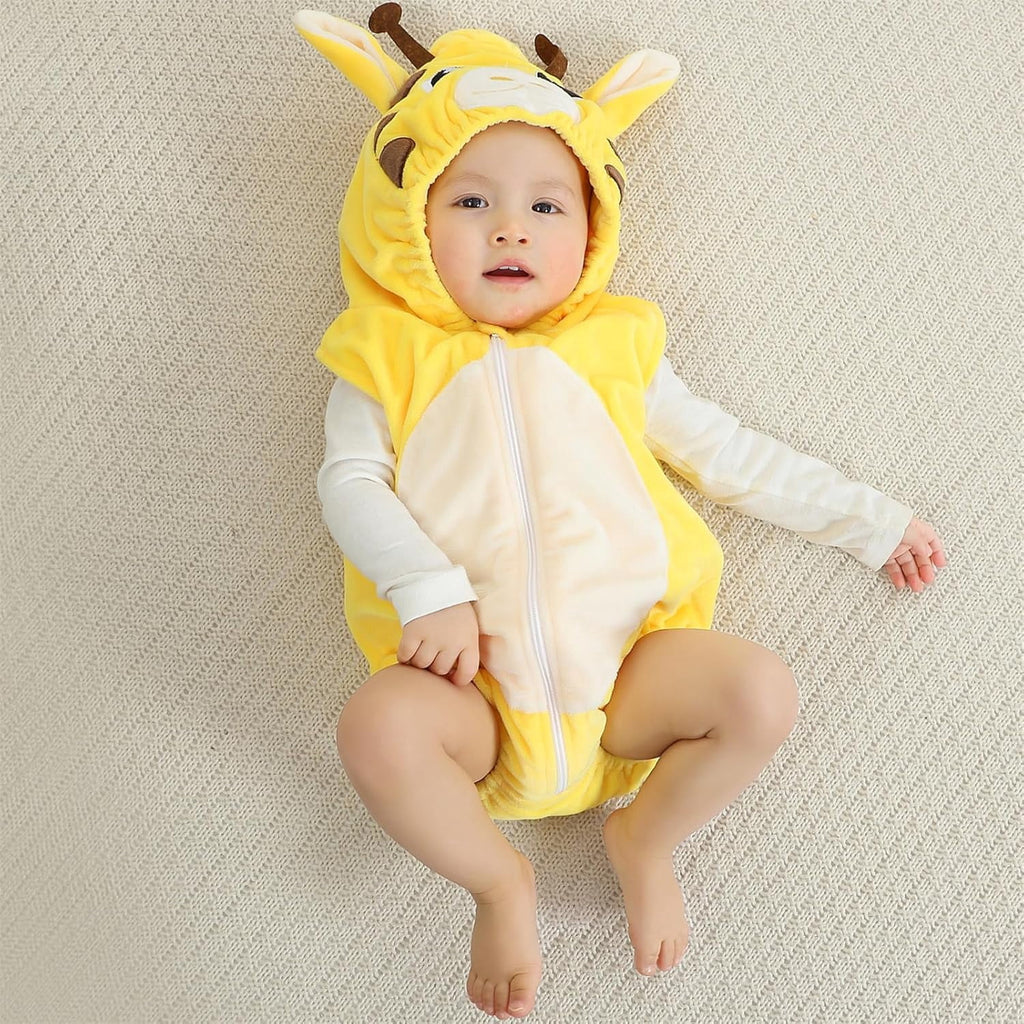 WIBACKER 0-24M Baby Boy Dinosaur Costume for Themed Parties and Halloween, Flannel Hooded Outfit Suit